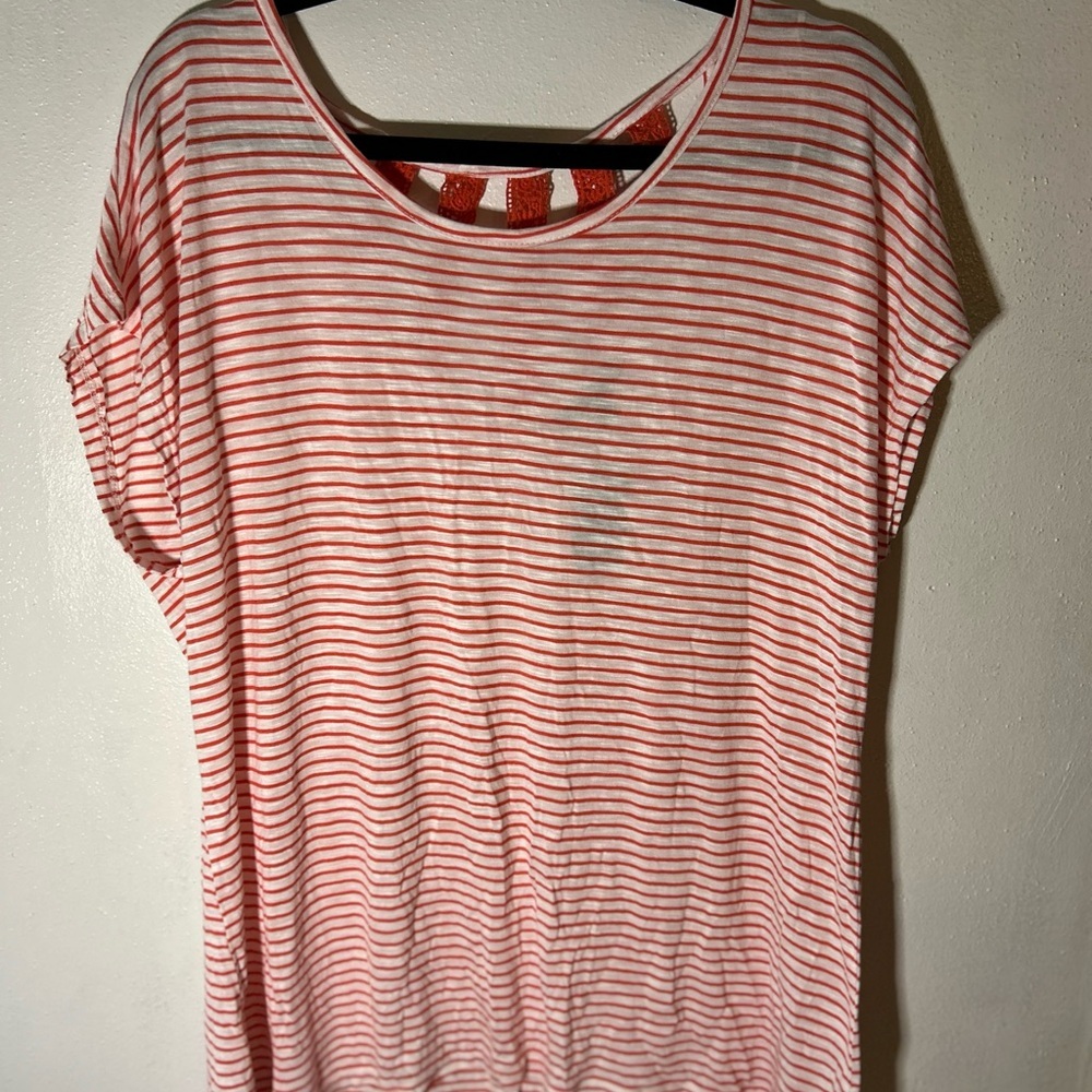 Lane Bryant Red Striped Pink Top Size 14/16